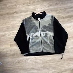 Found Horses Zip up Sherpa Jacket Pit To Pit=29” Length =26”